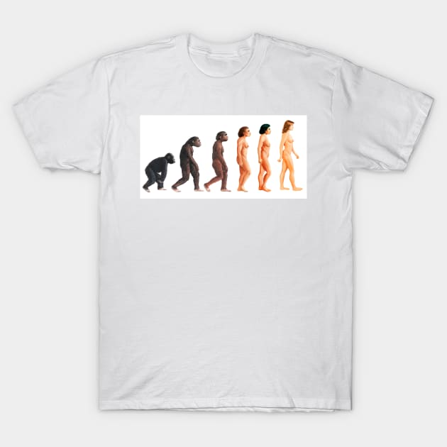 Stages in female human evolution (E436/0037) T-Shirt by SciencePhoto